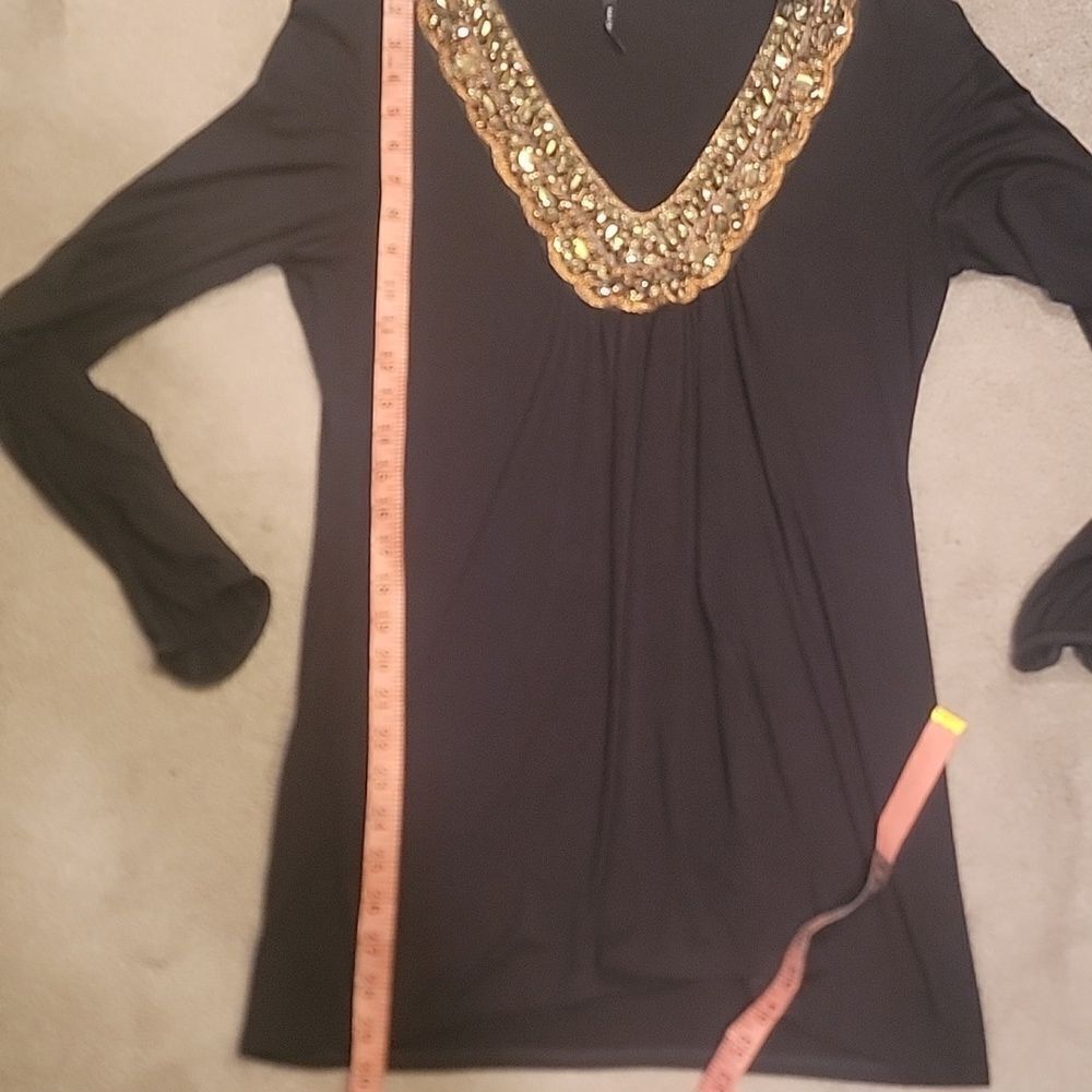 Kay Celine Embellished Black Women's Top Sz Med - Picture 7 of 10